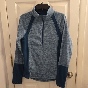 NWT So Kohl's Rich Teal Microfleece Pullover Long Sleeve Zip Up Shirt Size M